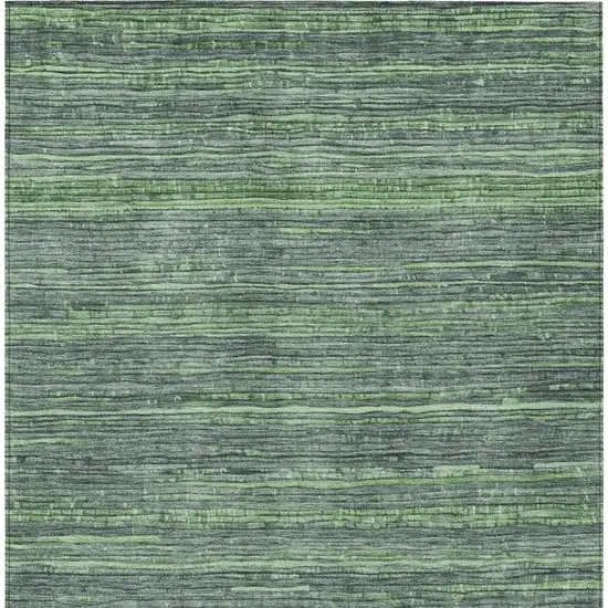 Green And Pale Aqua Striped Washable Indoor Outdoor Area Rug Photo 4