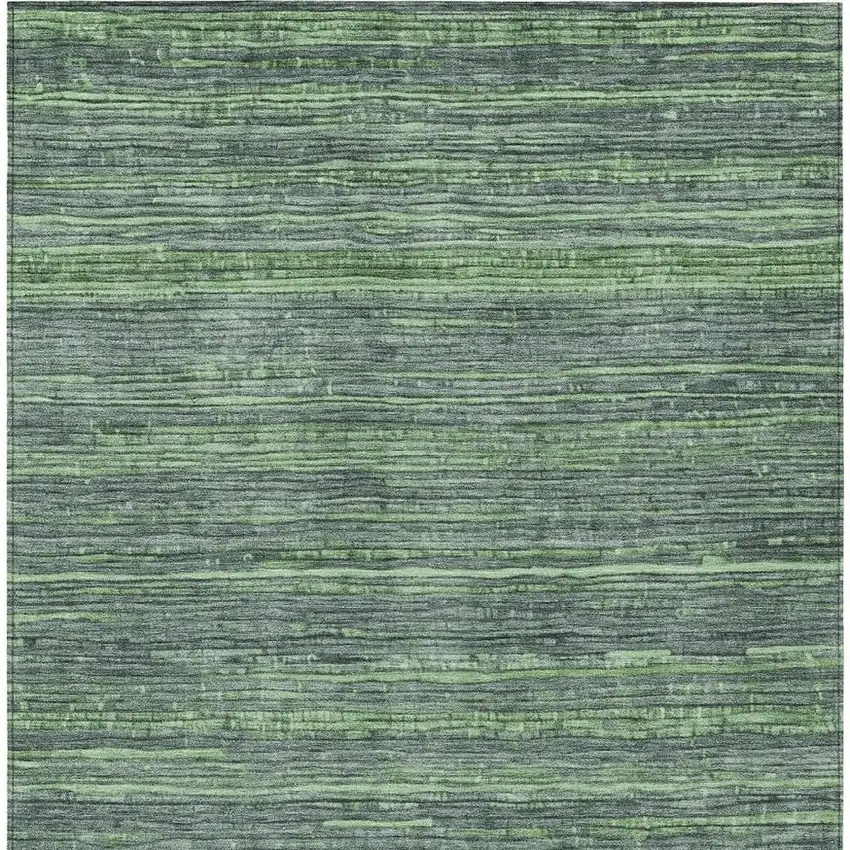 Green And Pale Aqua Striped Washable Indoor Outdoor Area Rug Photo 4