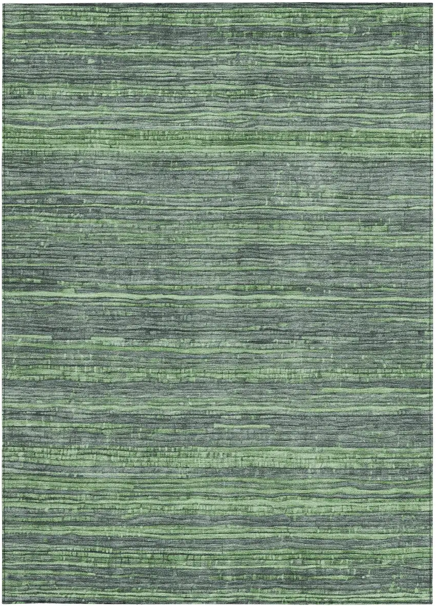Green And Pale Aqua Striped Washable Indoor Outdoor Area Rug Photo 3