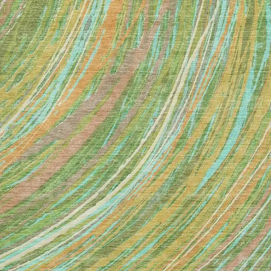 Green And Peach Abstract Washable Area Rug With UV Protection Photo 3