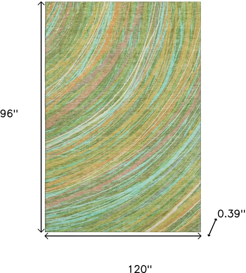 Green And Peach Abstract Washable Area Rug With UV Protection Photo 9