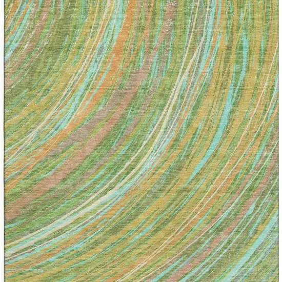 Green And Peach Abstract Washable Area Rug With UV Protection Photo 3