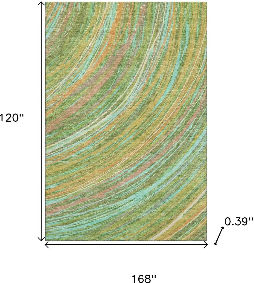 Green And Peach Abstract Washable Area Rug With UV Protection Photo 9