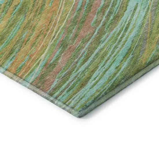 Green And Peach Abstract Washable Area Rug With UV Protection Photo 7