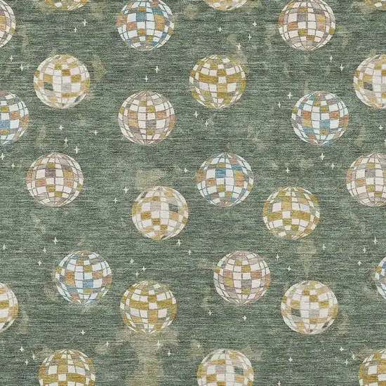 Green And Pearl Geometric Washable Indoor Outdoor Area Rug Photo 5