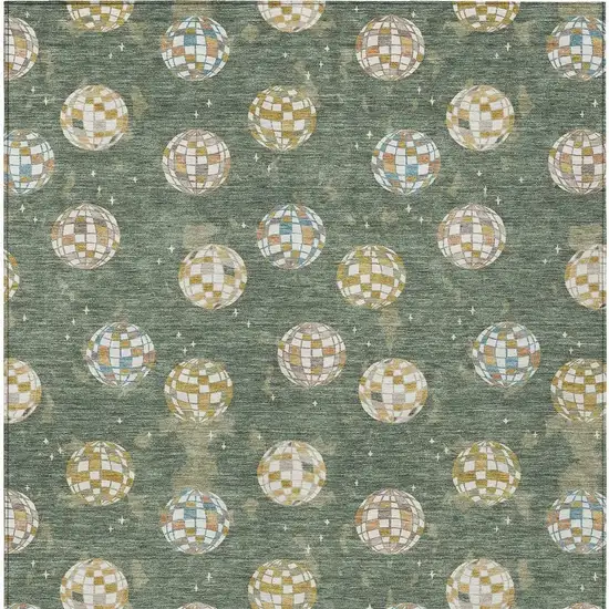 Green And Pearl Geometric Washable Indoor Outdoor Area Rug Photo 6