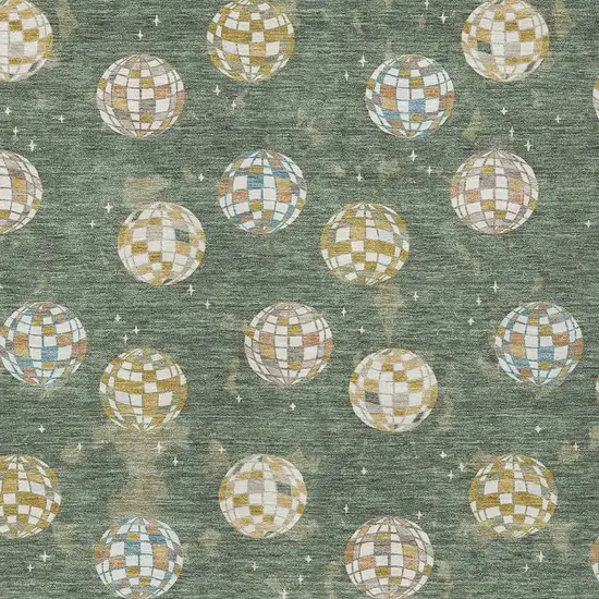 Green And Pearl Geometric Washable Indoor Outdoor Area Rug Photo 5
