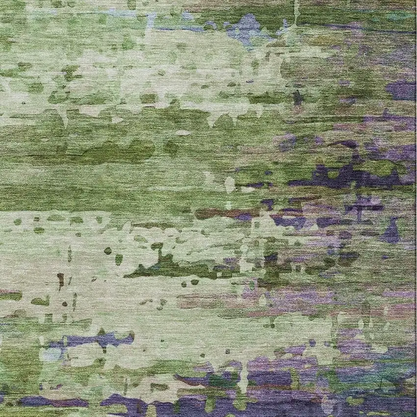Green And Purple Abstract Washable Area Rug With UV Protection Photo 3