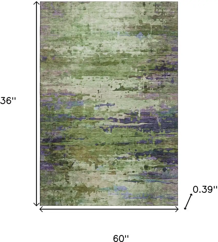 Green And Purple Abstract Washable Area Rug With UV Protection Photo 9