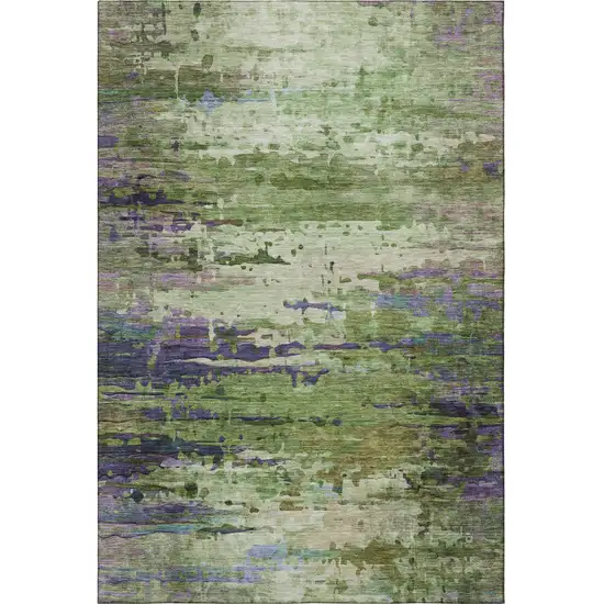 Green And Purple Abstract Washable Area Rug With UV Protection Photo 3