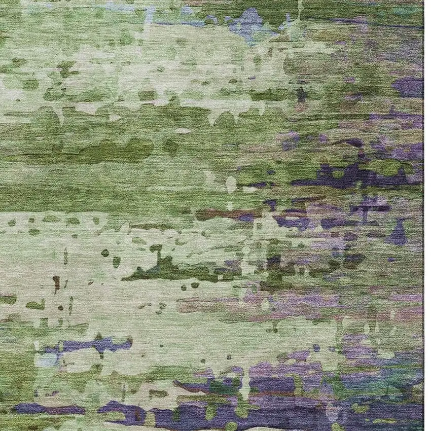 Green And Purple Abstract Washable Area Rug With UV Protection Photo 3