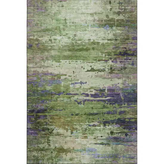 Green And Purple Abstract Washable Area Rug With UV Protection Photo 1
