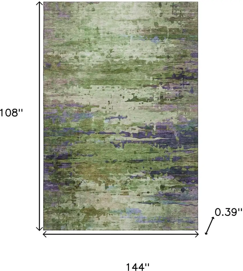 Green And Purple Abstract Washable Area Rug With UV Protection Photo 9