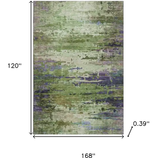Green And Purple Abstract Washable Area Rug With UV Protection Photo 9