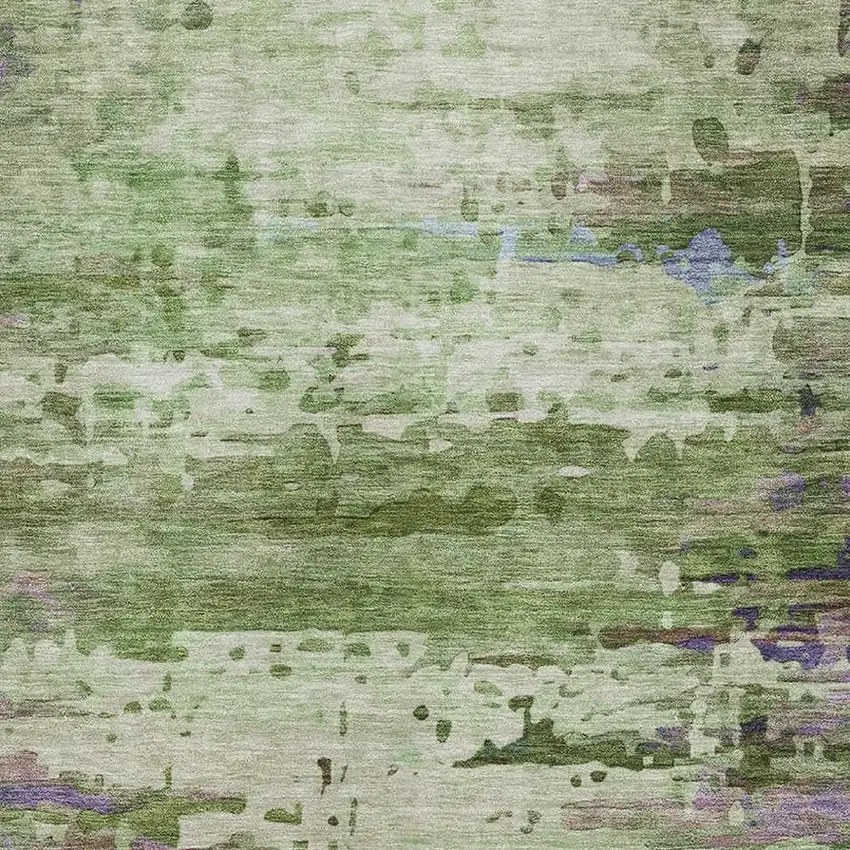 Green And Purple Abstract Washable Area Rug With UV Protection Photo 3