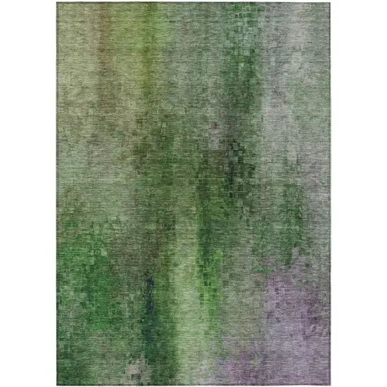 Green And Purple Abstract Washable Indoor Outdoor Area Rug Photo 2