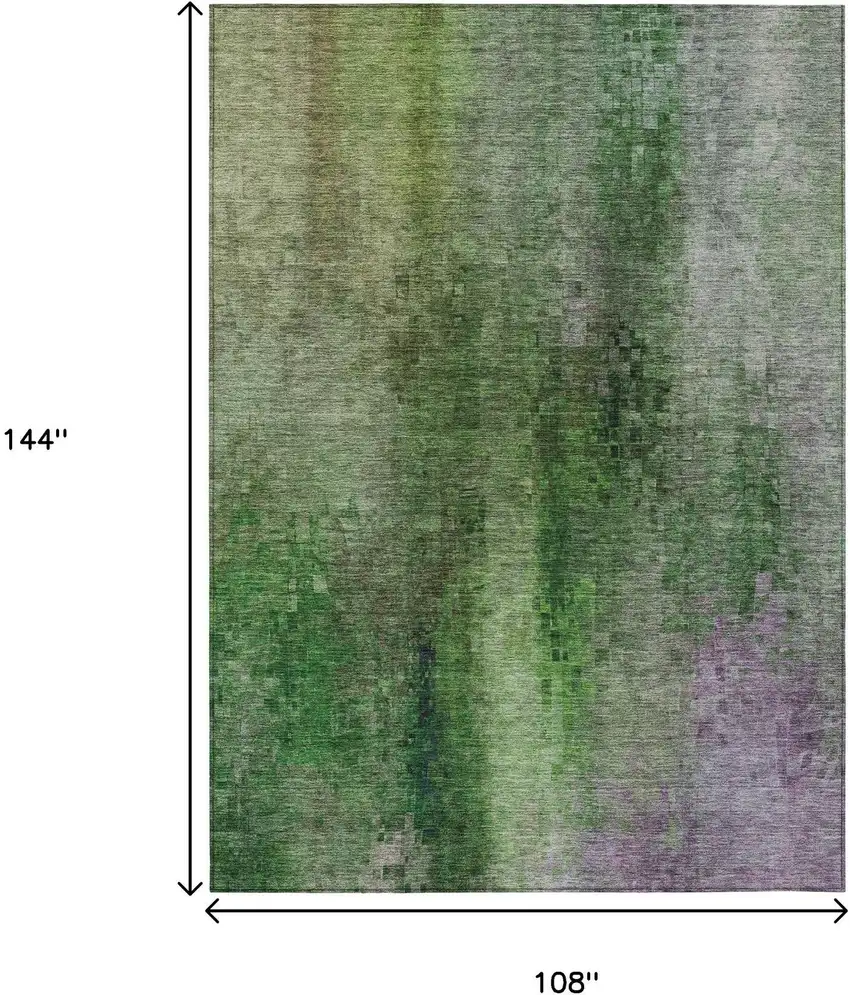 Green And Purple Abstract Washable Indoor Outdoor Area Rug Photo 3