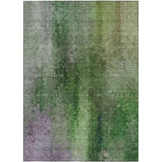 Green And Purple Abstract Washable Indoor Outdoor Area Rug Photo 4