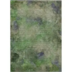 Photo of Green And Purple Abstract Washable Indoor Outdoor Area Rug