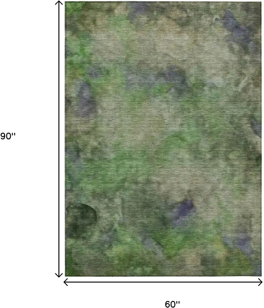 Green And Purple Abstract Washable Indoor Outdoor Area Rug Photo 3