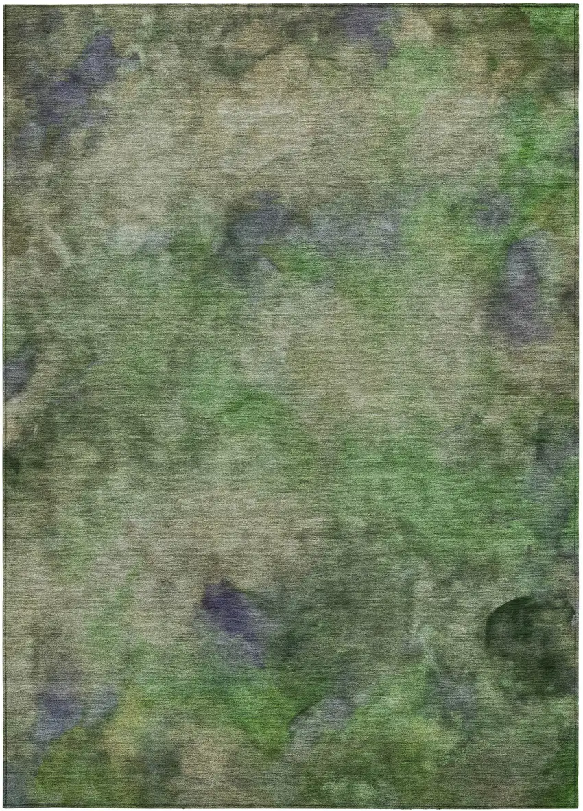 Green And Purple Abstract Washable Indoor Outdoor Area Rug Photo 4