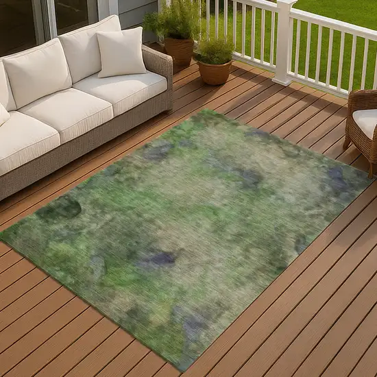 Green And Purple Abstract Washable Indoor Outdoor Area Rug Photo 7