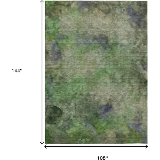 Green And Purple Abstract Washable Indoor Outdoor Area Rug Photo 3