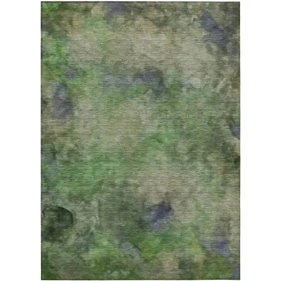 Green And Purple Abstract Washable Indoor Outdoor Area Rug Photo 2