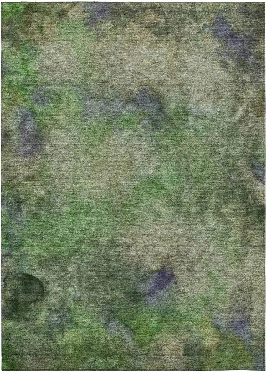 Green And Purple Abstract Washable Indoor Outdoor Area Rug Photo 2
