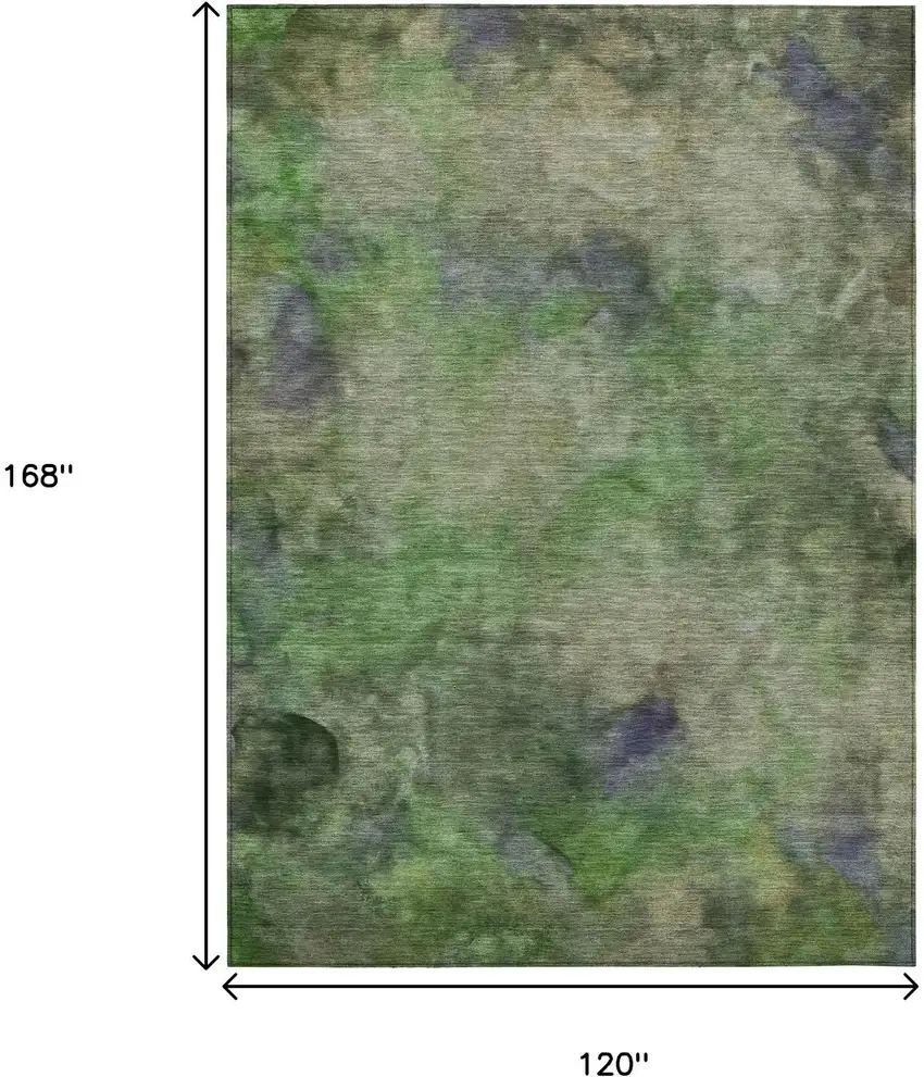 Green And Purple Abstract Washable Indoor Outdoor Area Rug Photo 3