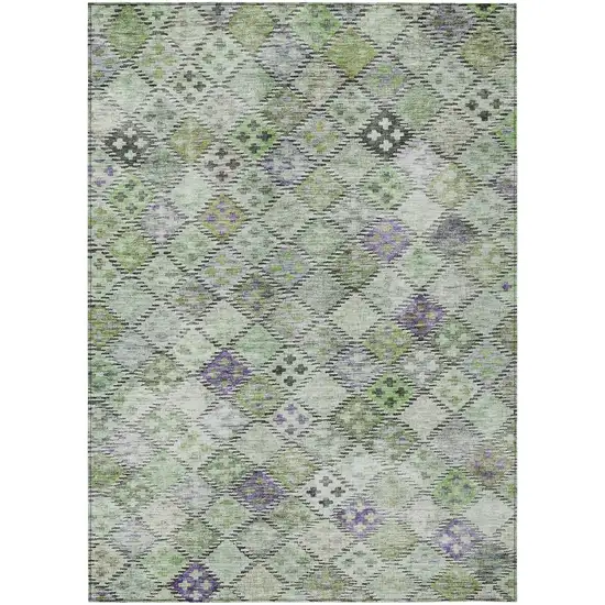 Green And Purple Geometric Washable Indoor Outdoor Area Rug Photo 2