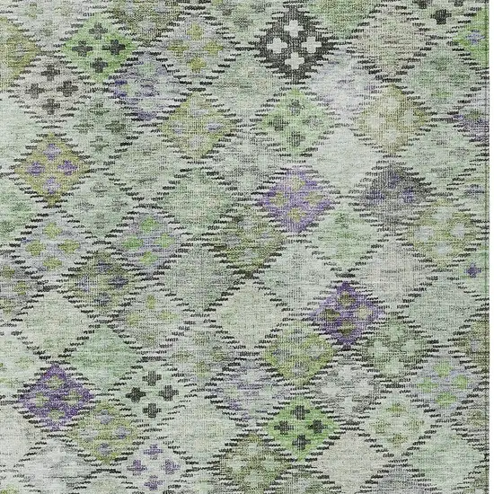 Green And Purple Geometric Washable Indoor Outdoor Area Rug Photo 5
