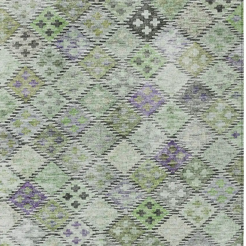 Green And Purple Geometric Washable Indoor Outdoor Area Rug Photo 5
