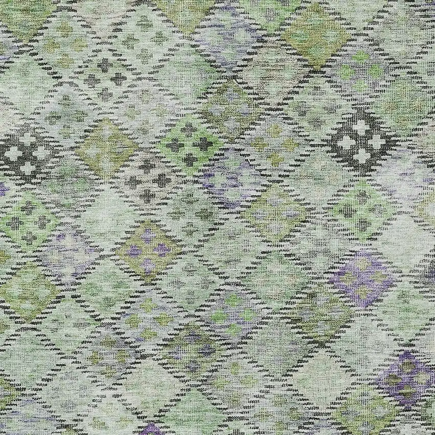 Green And Purple Geometric Washable Indoor Outdoor Area Rug Photo 5