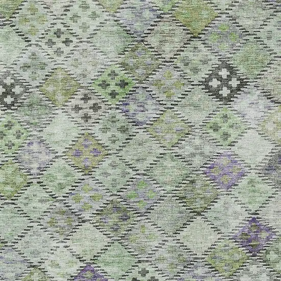 Green And Purple Geometric Washable Indoor Outdoor Area Rug Photo 5