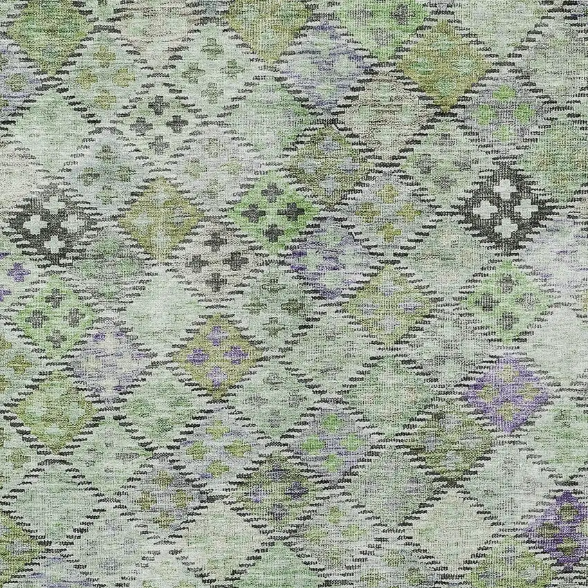 Green And Purple Geometric Washable Indoor Outdoor Area Rug Photo 5