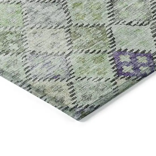 Green And Purple Geometric Washable Indoor Outdoor Area Rug Photo 4