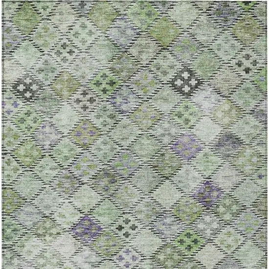 Green And Purple Geometric Washable Indoor Outdoor Area Rug Photo 5
