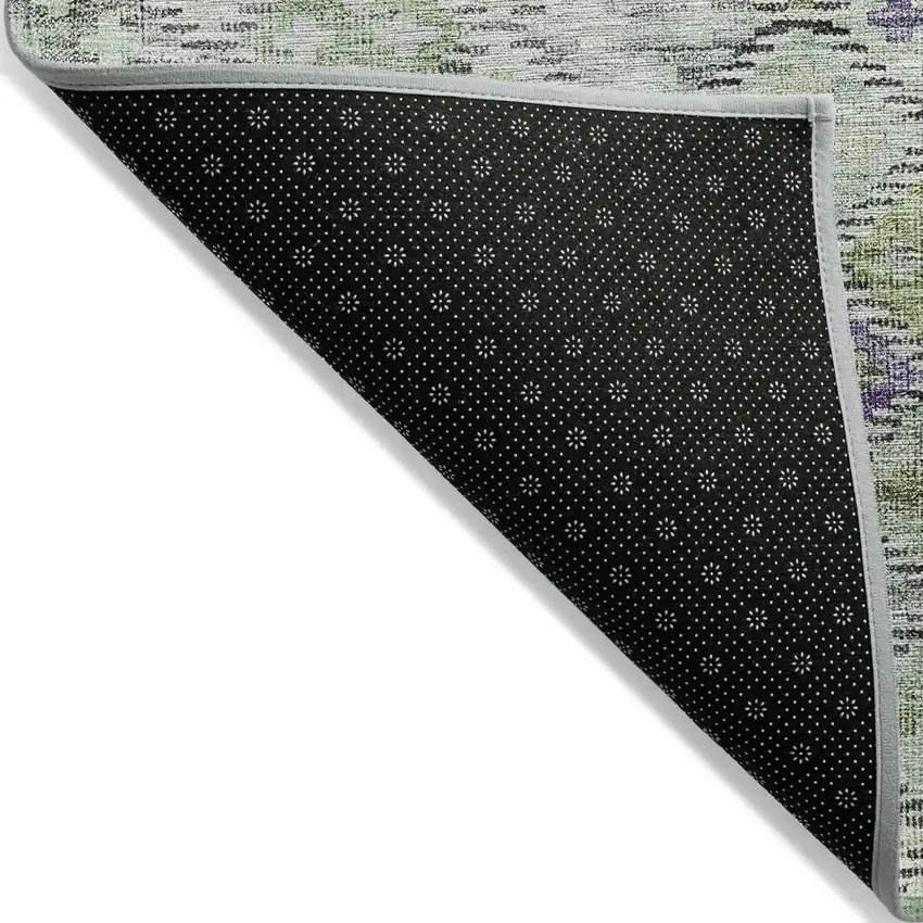 Green And Purple Geometric Washable Indoor Outdoor Area Rug Photo 3
