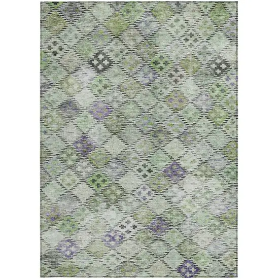 Green And Purple Geometric Washable Indoor Outdoor Area Rug Photo 6