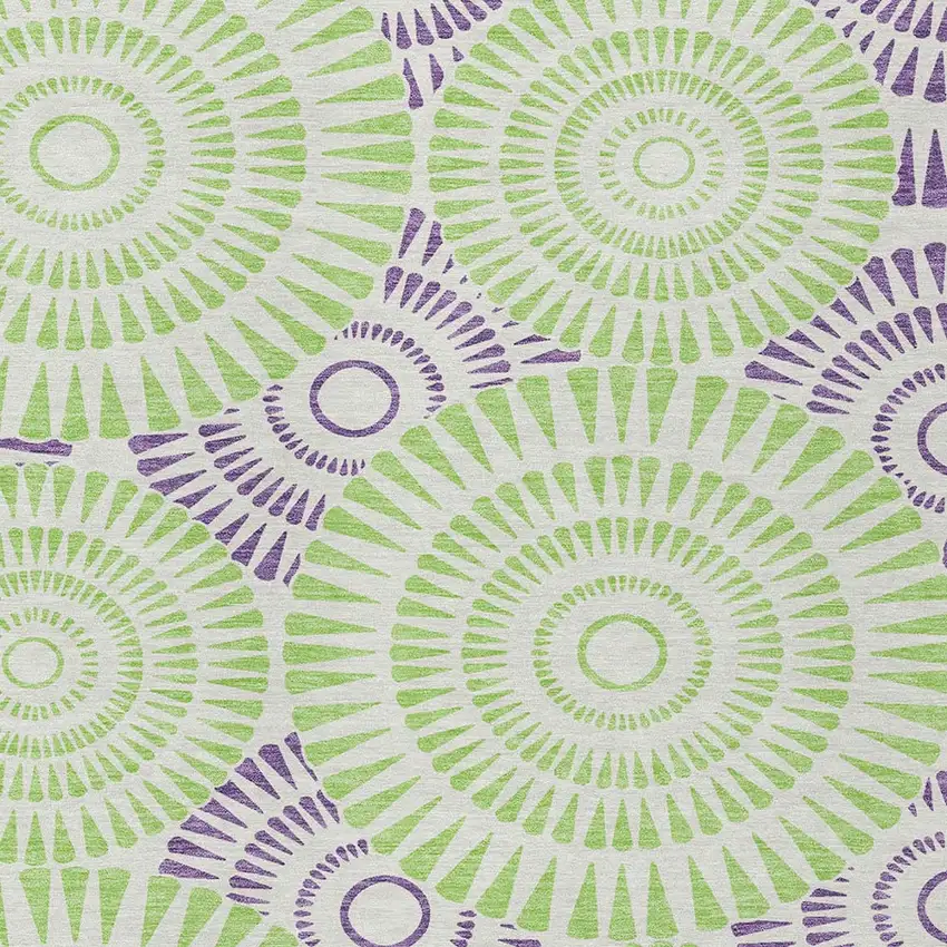 Green And Purple Geometric Washable Indoor Outdoor Area Rug Photo 6