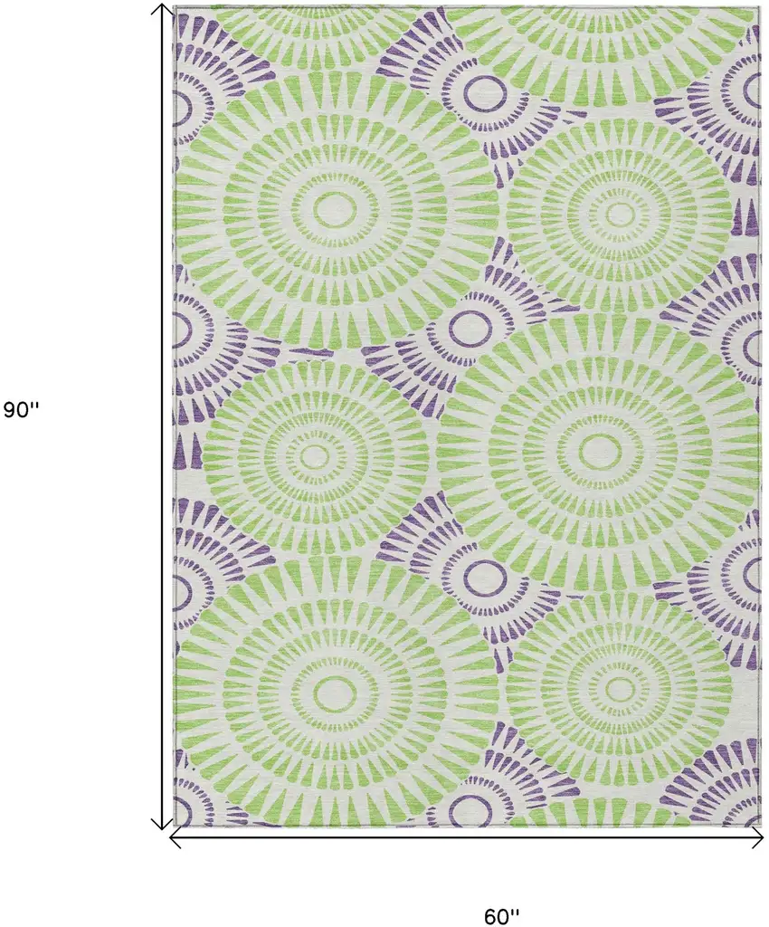 Green And Purple Geometric Washable Indoor Outdoor Area Rug Photo 3