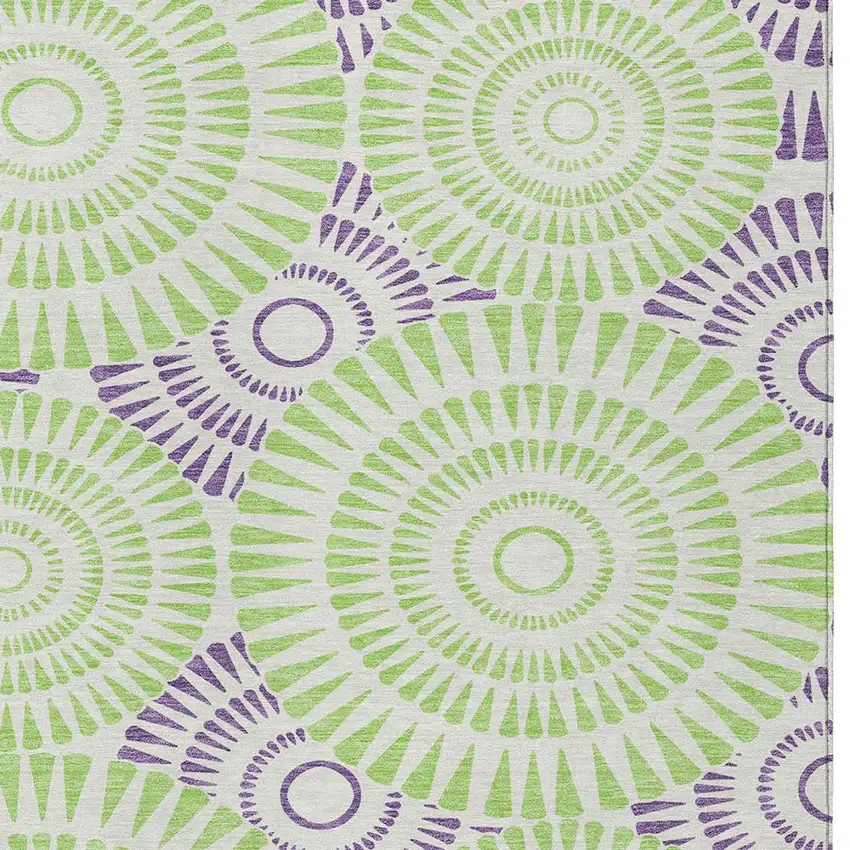 Green And Purple Geometric Washable Indoor Outdoor Area Rug Photo 6