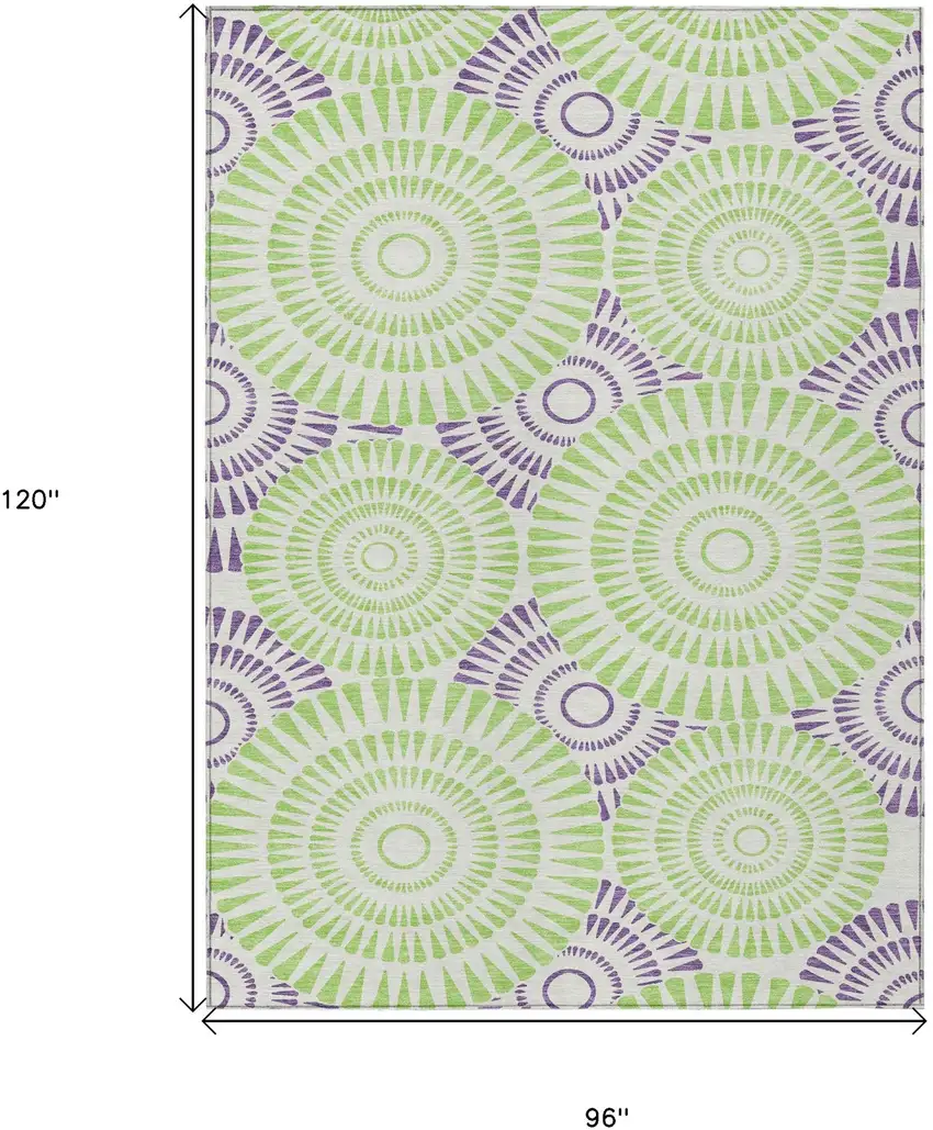 Green And Purple Geometric Washable Indoor Outdoor Area Rug Photo 3