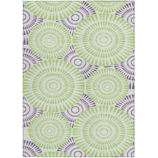 Green And Purple Geometric Washable Indoor Outdoor Area Rug Photo 6