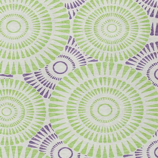 Green And Purple Geometric Washable Indoor Outdoor Area Rug Photo 6