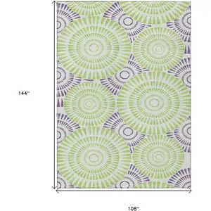 Photo of Green And Purple Geometric Washable Indoor Outdoor Area Rug