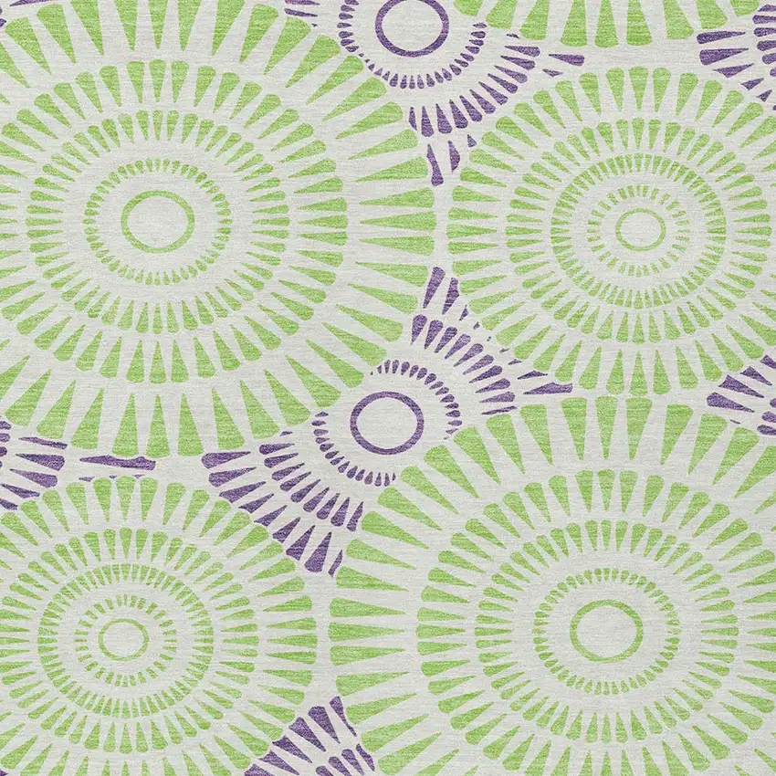 Green And Purple Geometric Washable Indoor Outdoor Area Rug Photo 6