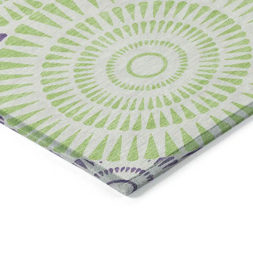 Green And Purple Geometric Washable Indoor Outdoor Area Rug Photo 4