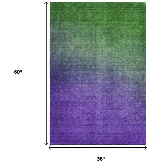 Green And Purple Ombre Washable Area Rug With UV Protection Photo 3